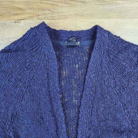 💛Forever 21 Bluish Black Knit Open Front Cardigan Sweater Small - Picture 5 of 11